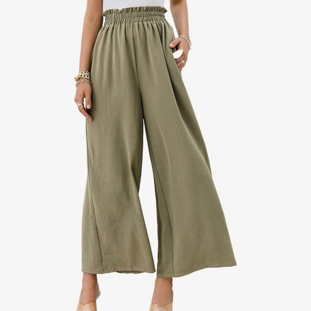Olive Green Wide-Leg Women's Pants